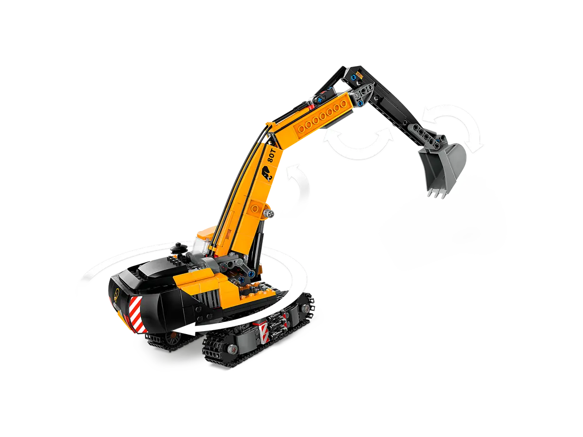 Lego City Big Vehicles Escavatore da cantiere giallo, set di costruzioni in scatola da 633 pezzi, per ragazzo 8+anni 60420