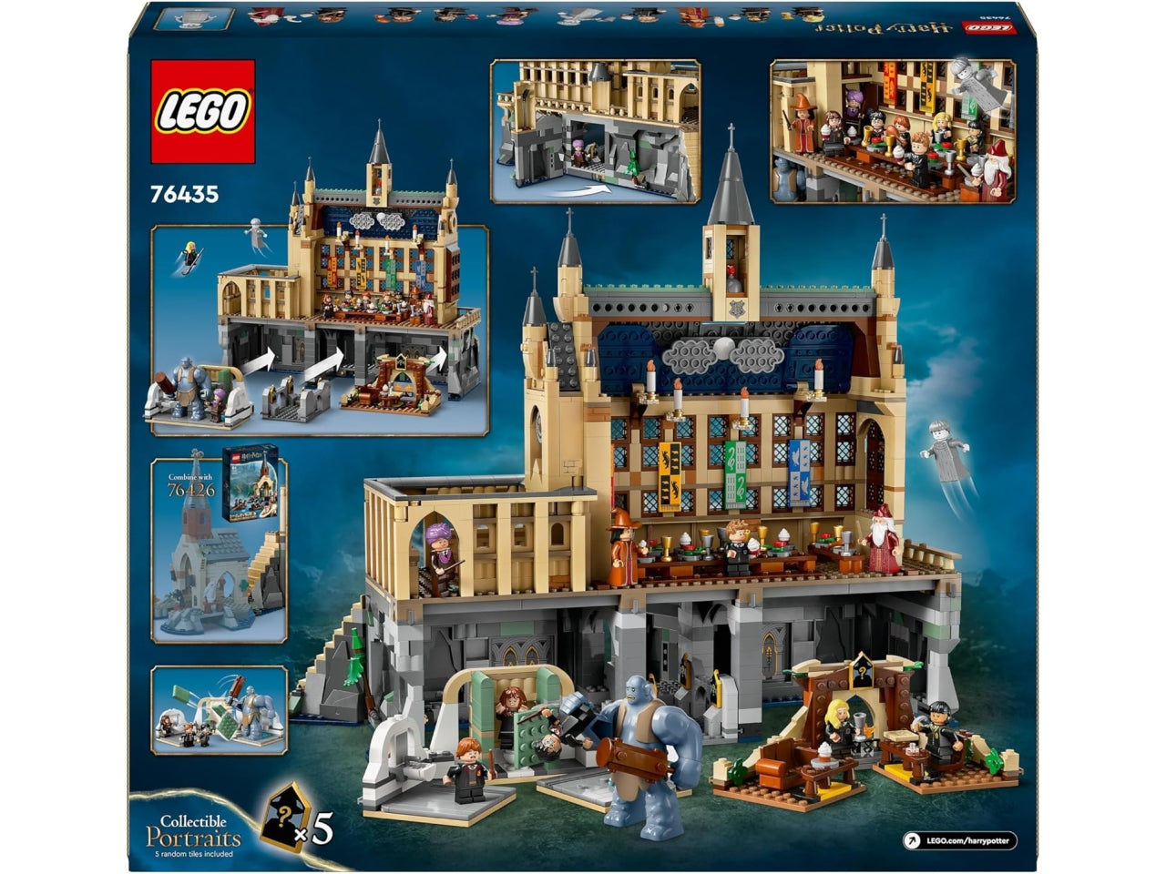 Lego Harry Potter Castello di Hogwarts sala grande,set di costruzioni in scatola 1732 pezzi, perragazzi 10+ anni 76435