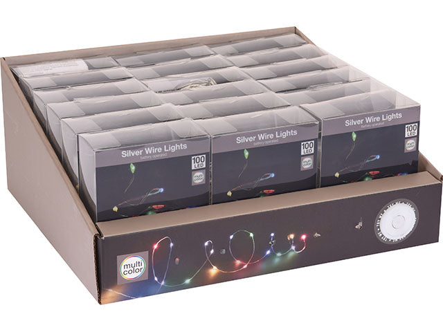 Catena filo argentato 100 microled multicolor batteria ax9719760