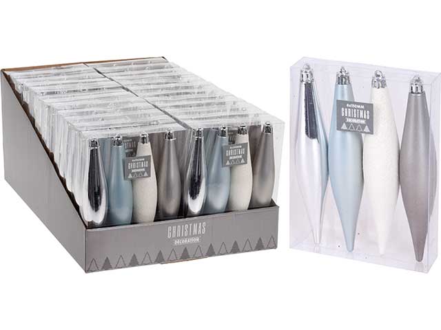 Pendente natalizio ghiaccioli grigio 15cm - 4 pezzi