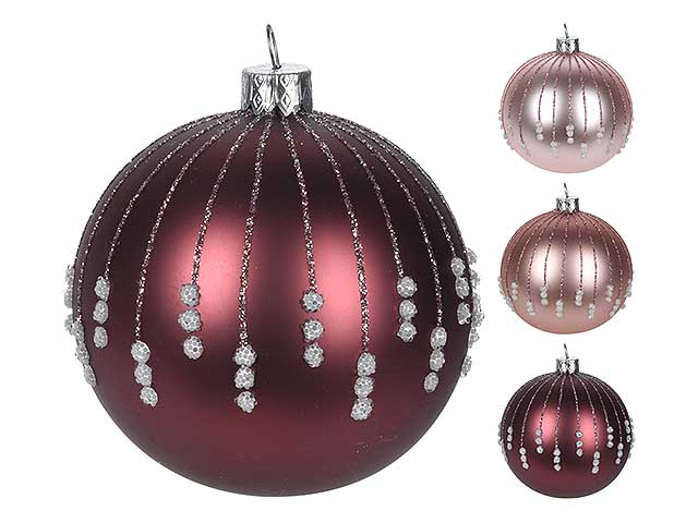 Palline natalizie glitterato in vetro diametro 10cm