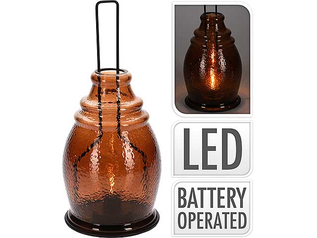 Lanterna vetro led 34cm ambra xx8113010