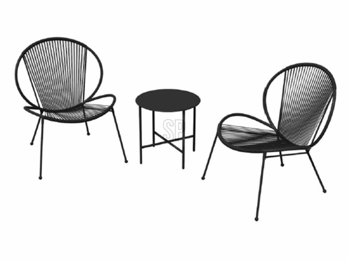 Set da giardino 3 pezzi due sedie e un tavolino colore nero $