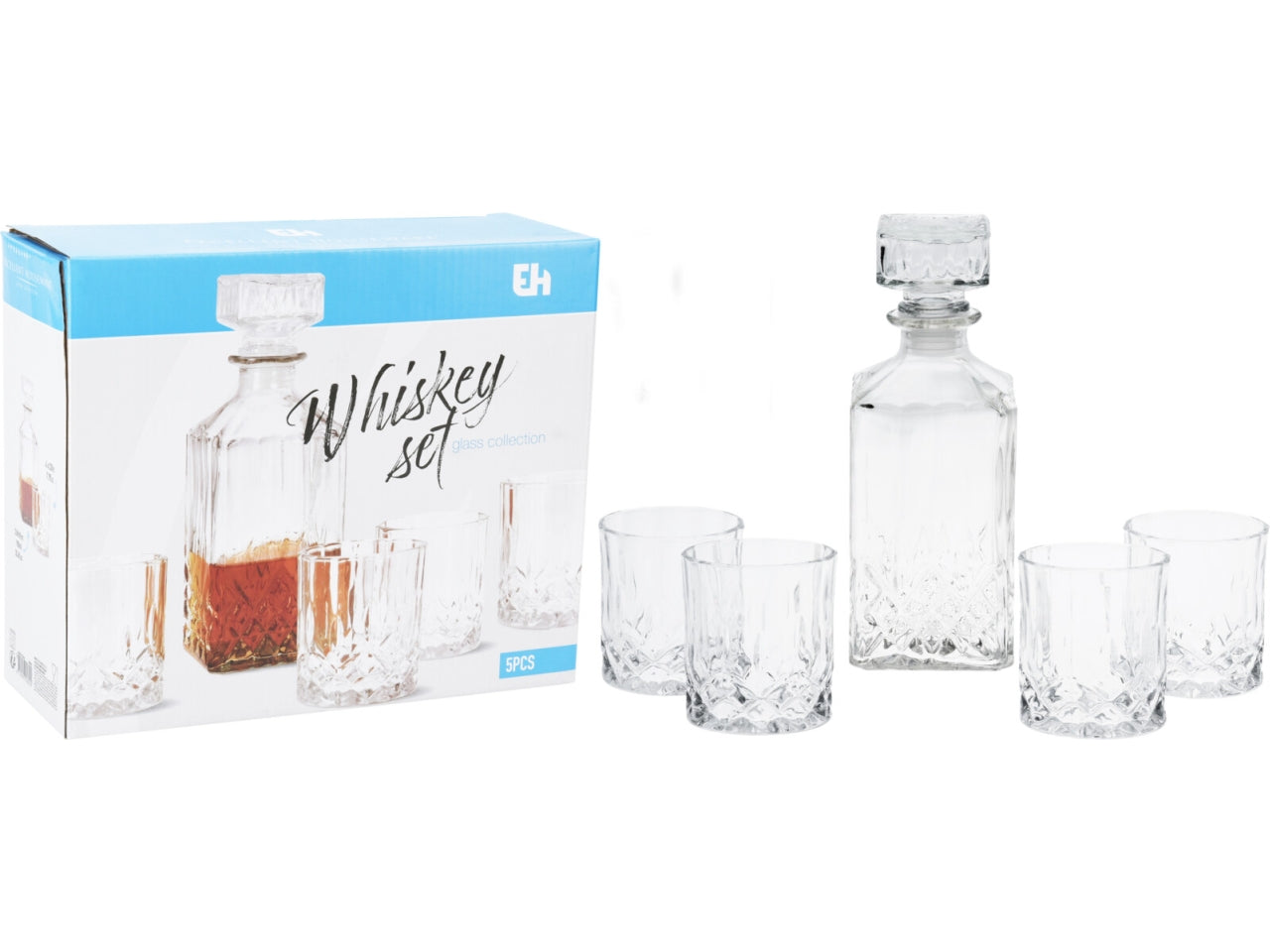 Set liquore in vetro il set comprende 4 bicchieri e 1 bottiglia