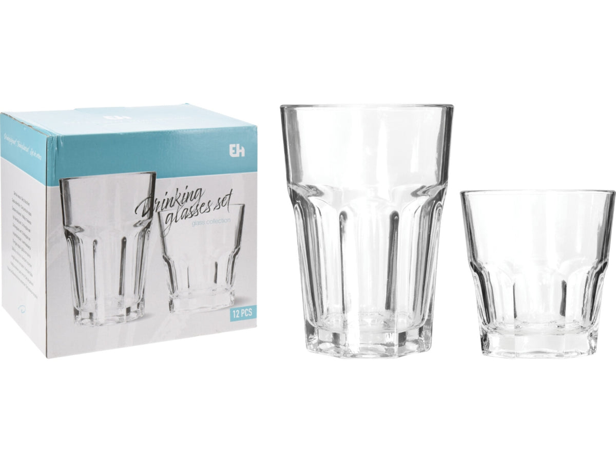 Set 12 Bicchieri da Cocktail in Vetro Trasparente - CapacitÃ  250 e 360ml