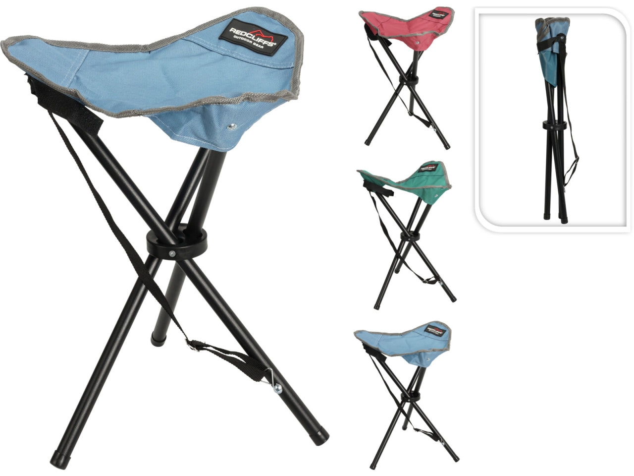 Sgabello pieghevole in poliestere e metallo verde, rosso e blu 51x31 cm - Redcliffs
