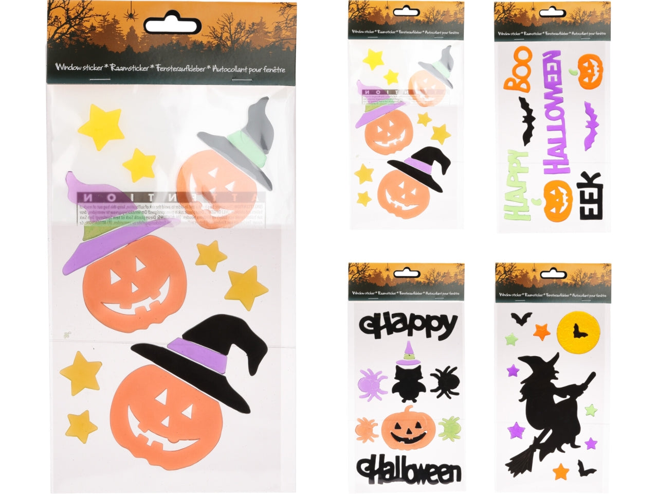Vetrofanie gel per halloween in 4 assortimenti