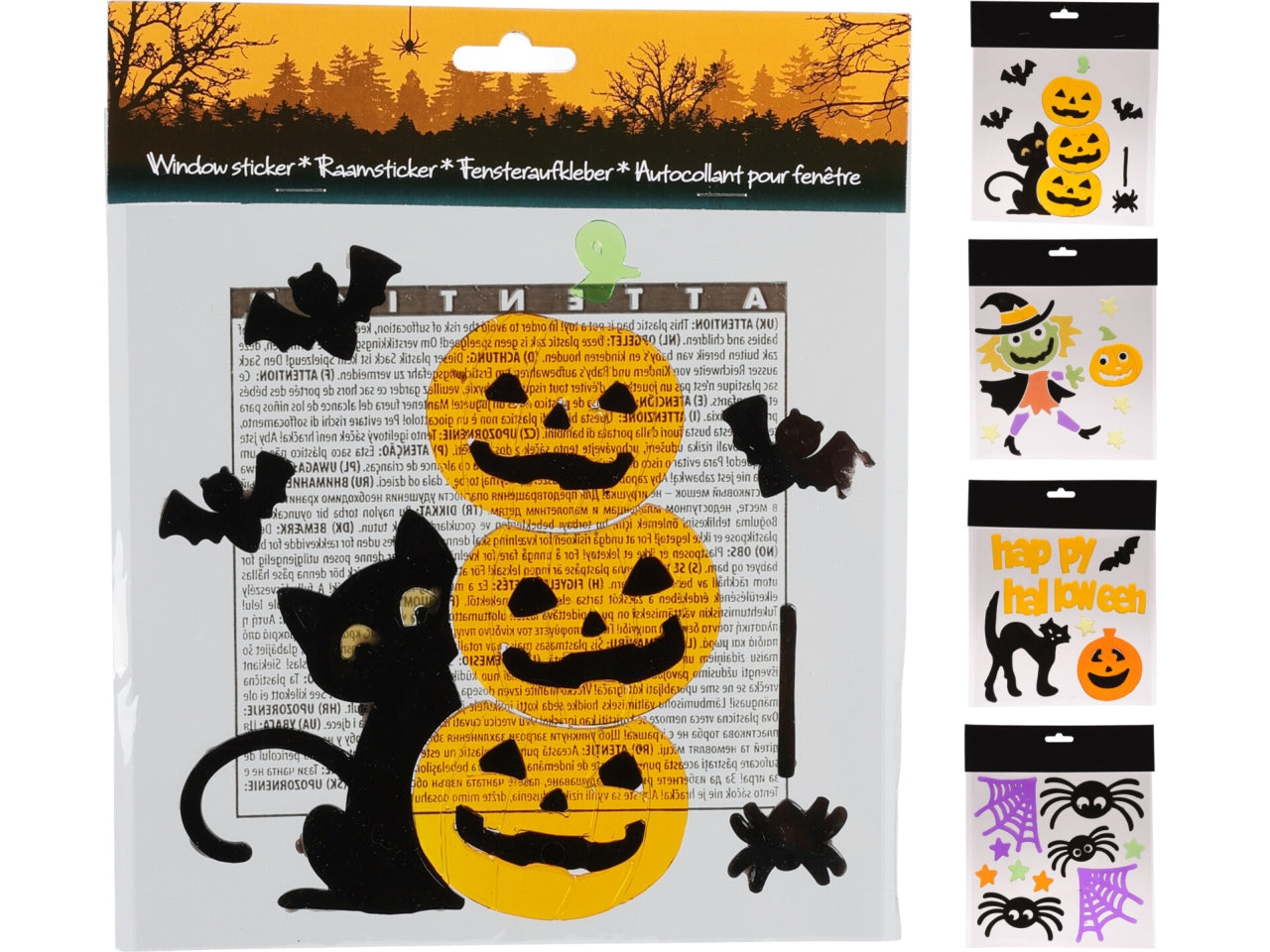 Vetrofanie gel per halloween 20x20cm in 4 assortimenti