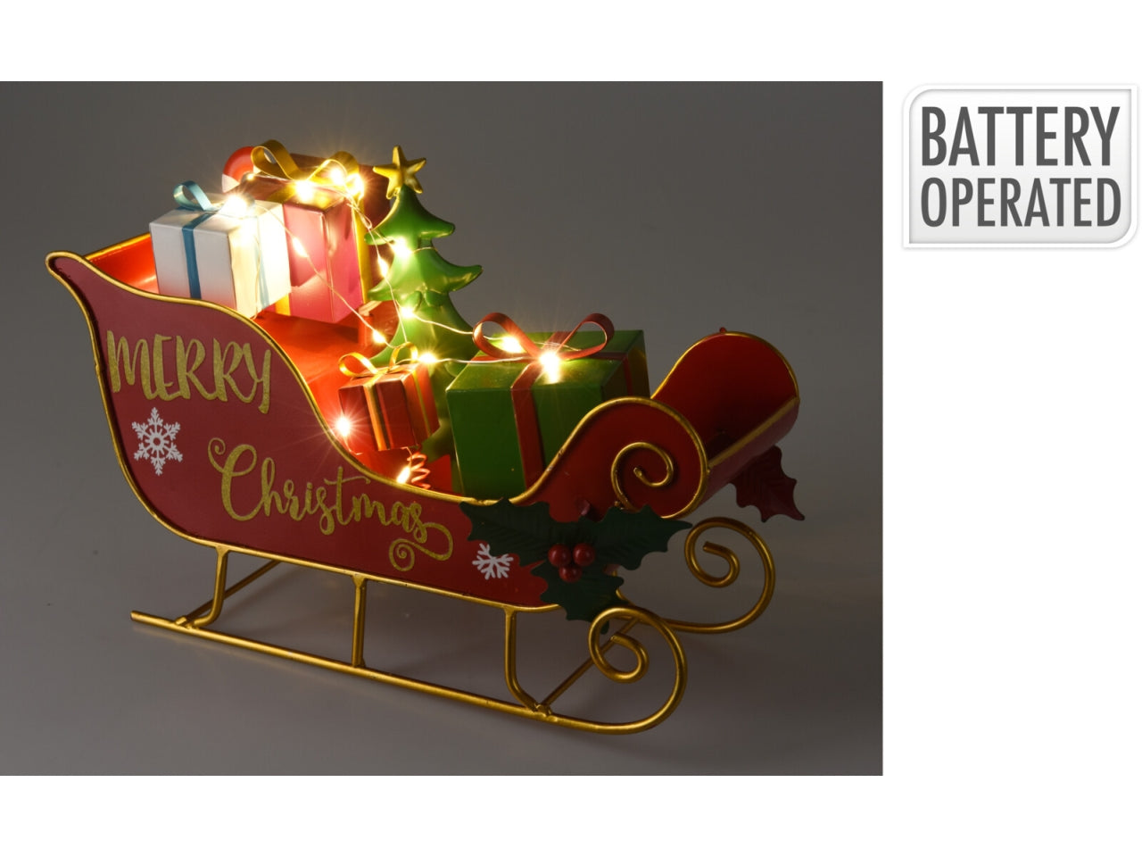 Slitta in metallo con led 27x20cm in 2 assortimenti