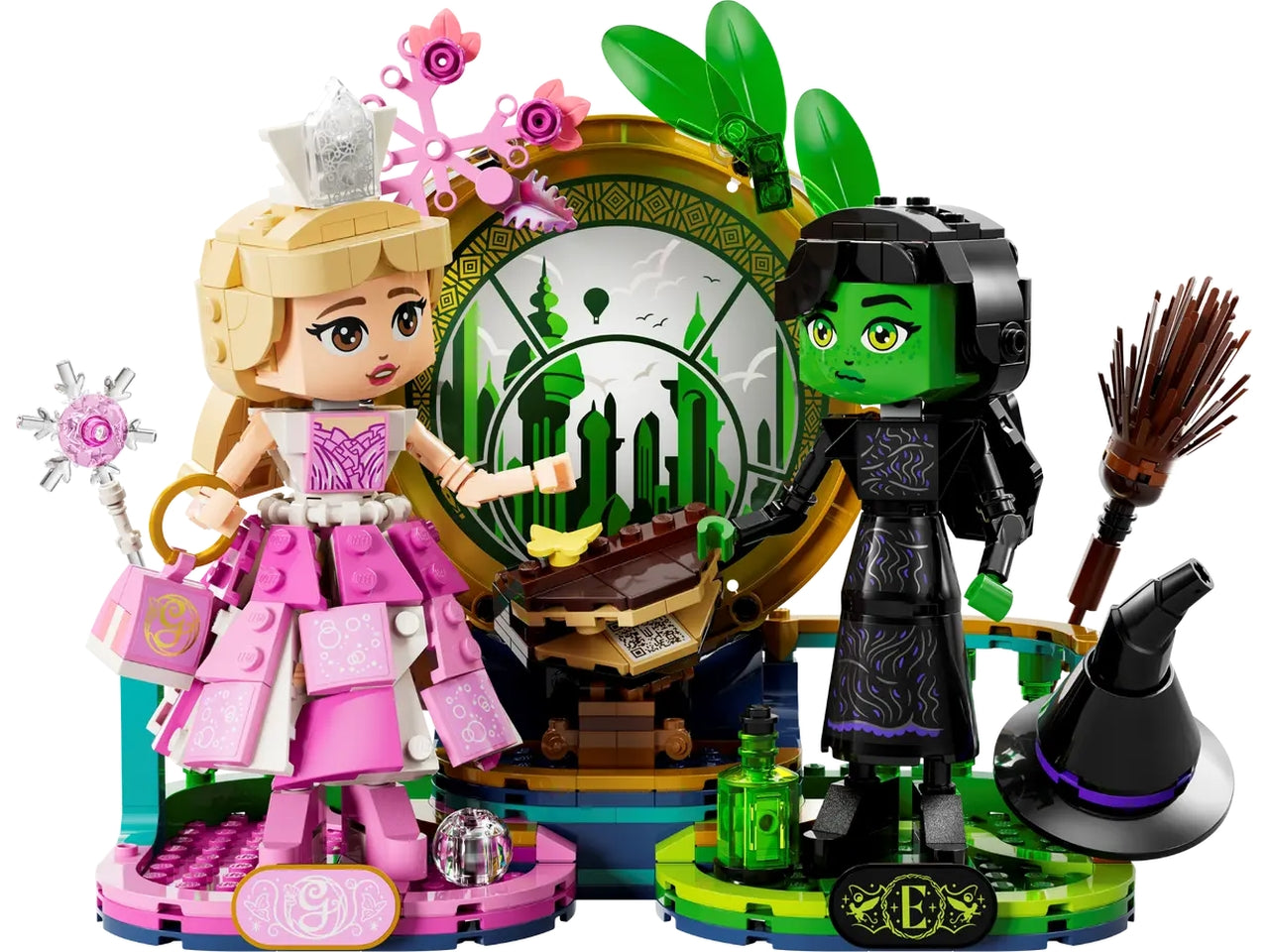 LEGO Wicked Personaggi di Elphaba e Glinda, Giochi di Fantasia per Bambine e Bambini da 10 Anni, 2 Figure da Costruire con Scopa Giocattolo, Borsa e Corona, Idea Regalo di Compleanno dal Film 75682