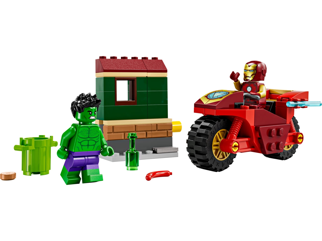 LEGO Marvel - Giocattolo costruibile di Iron Man e dellâIncredibile Hulk: questo set di gioco con moto e The Hulk per i bambini Ã¨ stato appositamente pensato per i bambini e le bambine dai 4 anni in su 76287