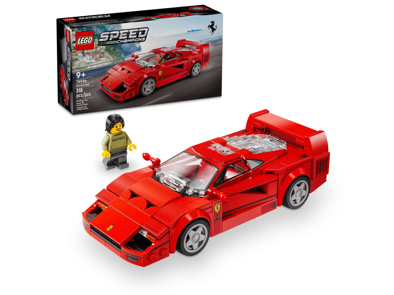 LEGO Speed Champions - Auto giocattolo Ferrari per bambini: veicolo costruibile della Supercar Ferrari F40 per i bambini e le bambine dai 9 anni in su, nostalgici amanti delle auto e fan della Ferrari 76934