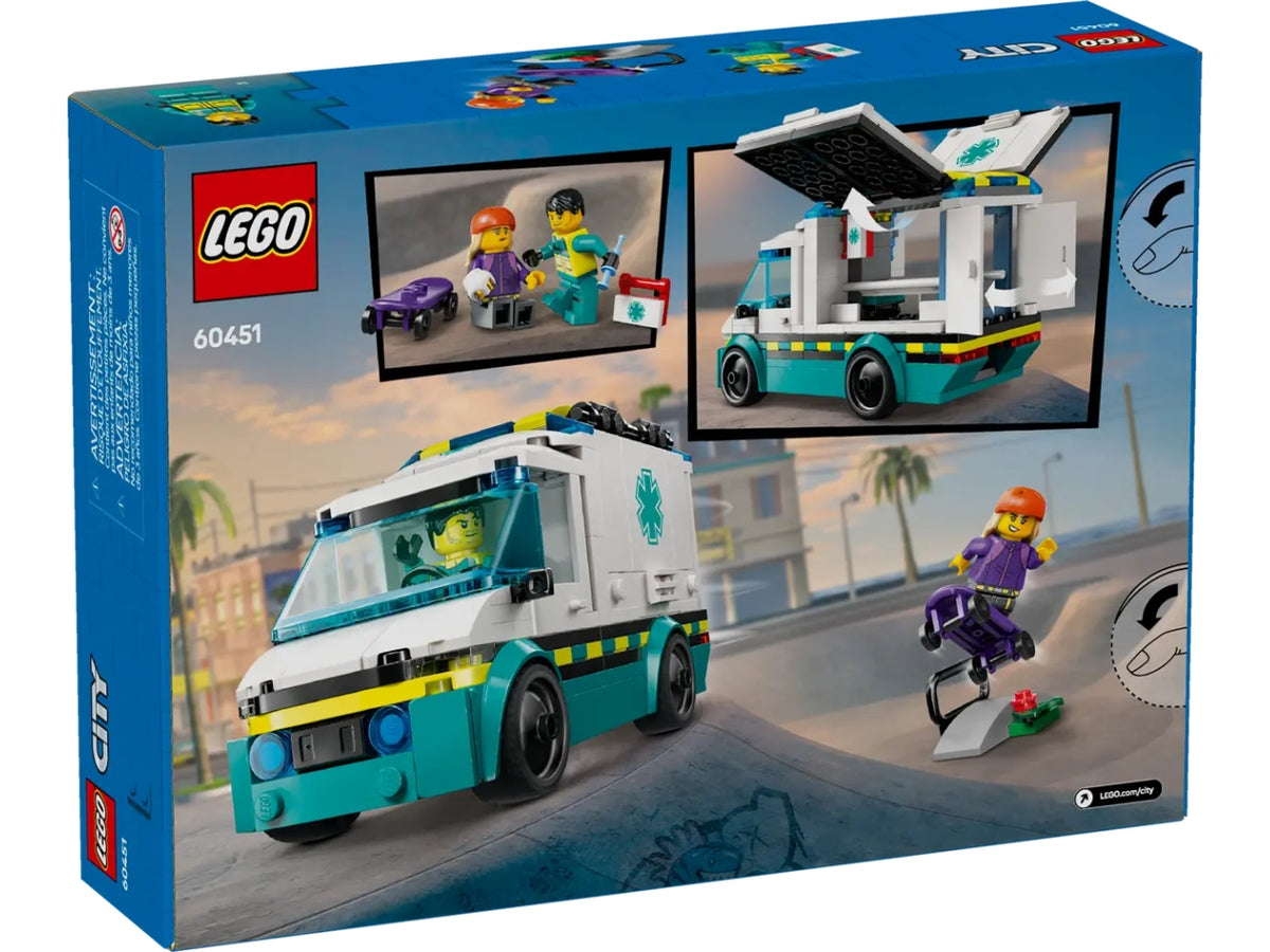 Lego City great vehicles ambulanza di emergenza 184 pezzi per etÃ  5+ 60451