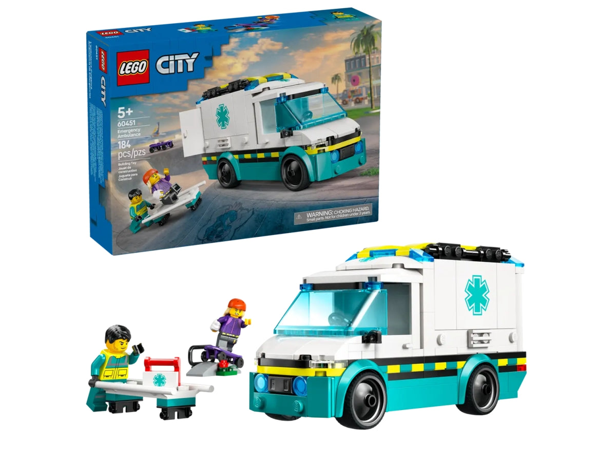 Lego City great vehicles ambulanza di emergenza 184 pezzi per etÃ  5+ 60451