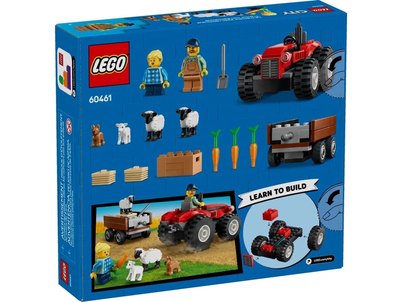 Lego City great vehicles trattore agricolo rosso con rimorchio e pecore 116 pezzi per etÃ  4+ 60461