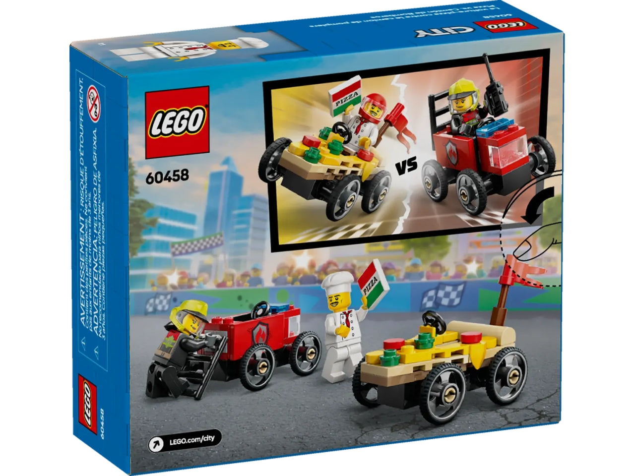 Lego City great vehicles pack veicoli da corsa: pizzaiolo contro pompiere 70 pezzi per etÃ  5+ 60458