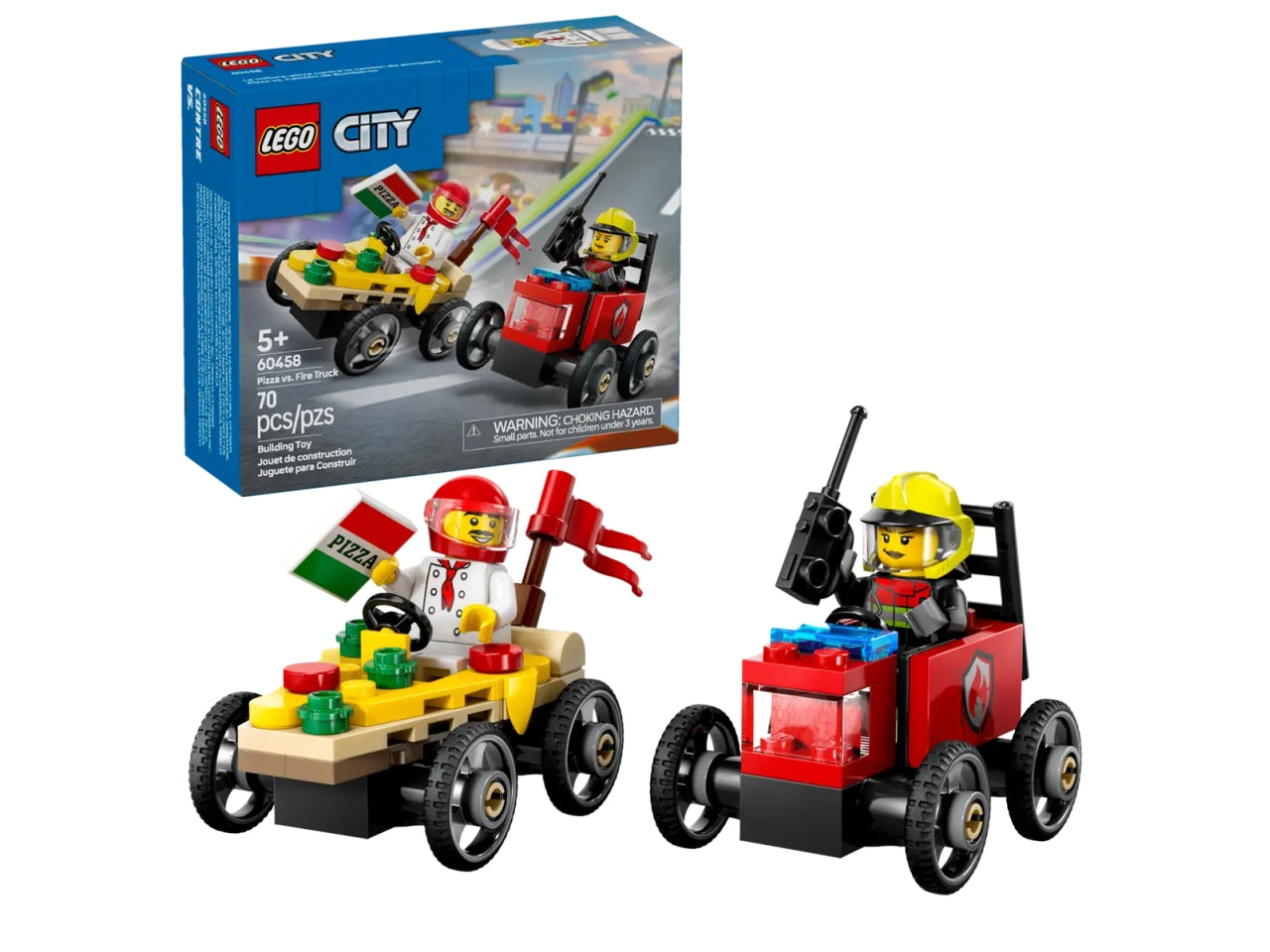 Lego City great vehicles pack veicoli da corsa: pizzaiolo contro pompiere 70 pezzi per etÃ  5+ 60458