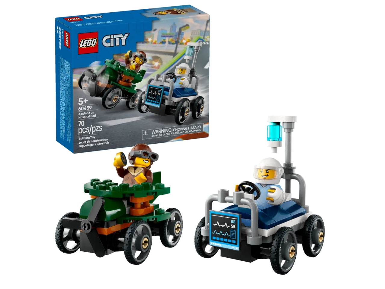 Lego City great vehicles pack veicoli da corsa: aereo contro letto dâospedale 70 pezzi per etÃ  5+ 60459