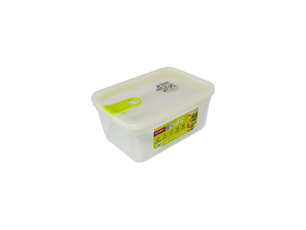 Contenitore rettangolare 1,5l 15x21xh.9,5cm colore verde acido