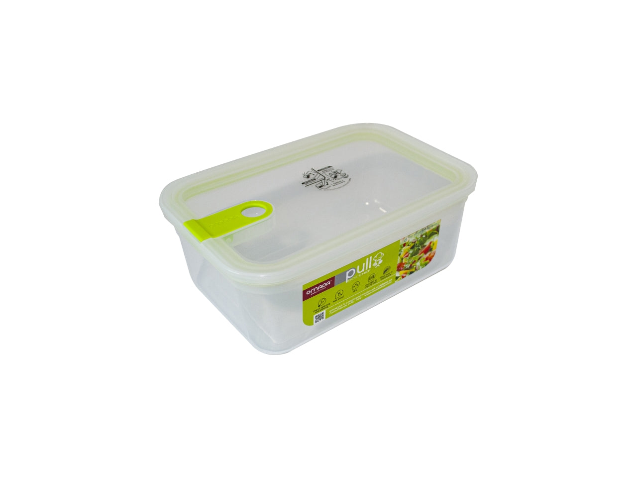 Contenitore rettangolare 2,3l 17,5x25xh.9,5cm colore verde acido