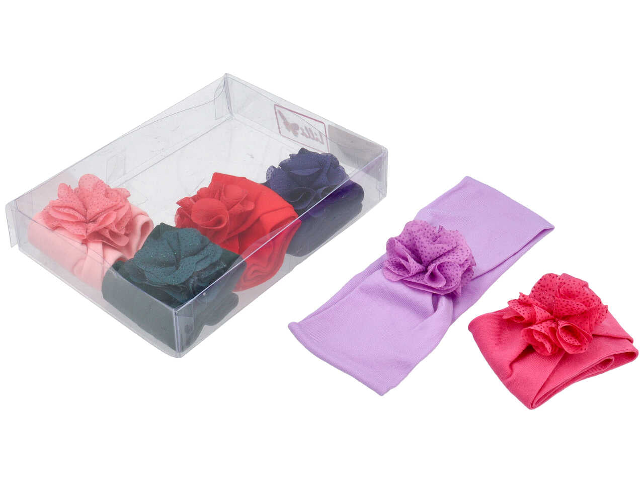 Fascia con fiore tessuto pois e glitter fs723
