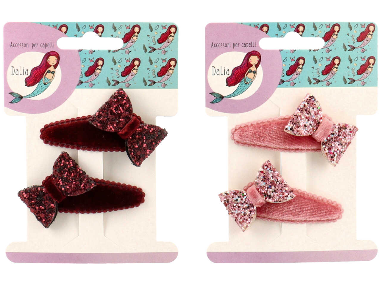 Clic clac 5cm ricoperto con fiocco glitter in poliestere, metallo senza nichel
