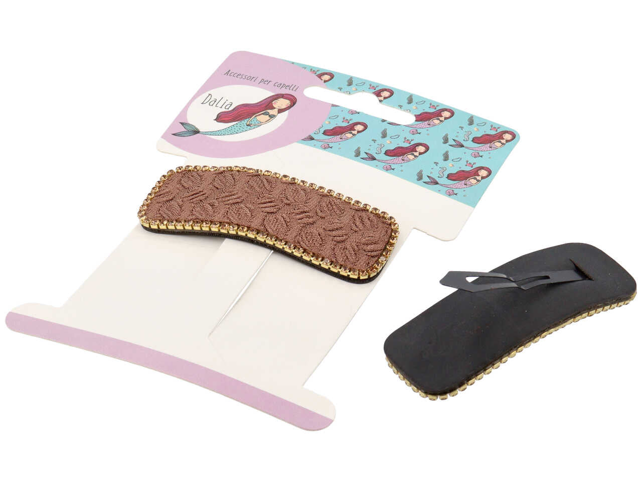 Clic clac con disegno in rilievo e bordo con strass  in poliestere, metallo senza nichel