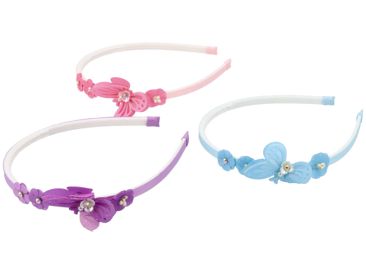 Cerchietto farfalla fiore strass in poliestere