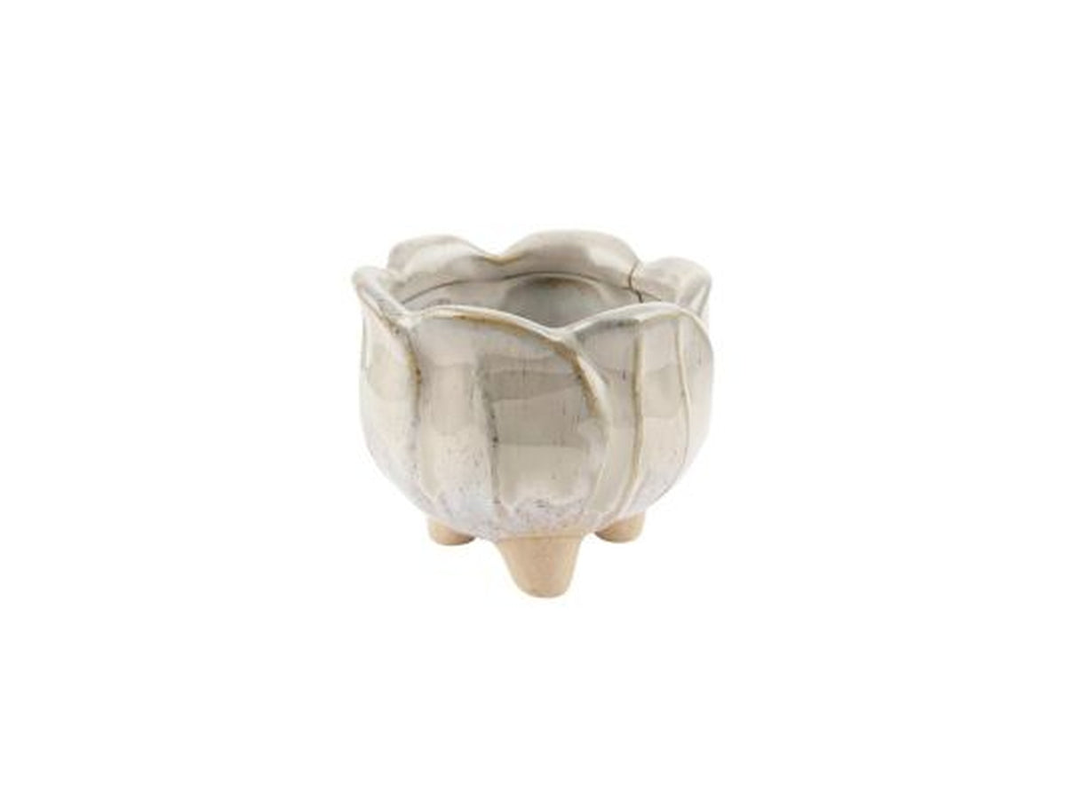 Vaso piccolo ceramica con piedini avorio h.71xd.82