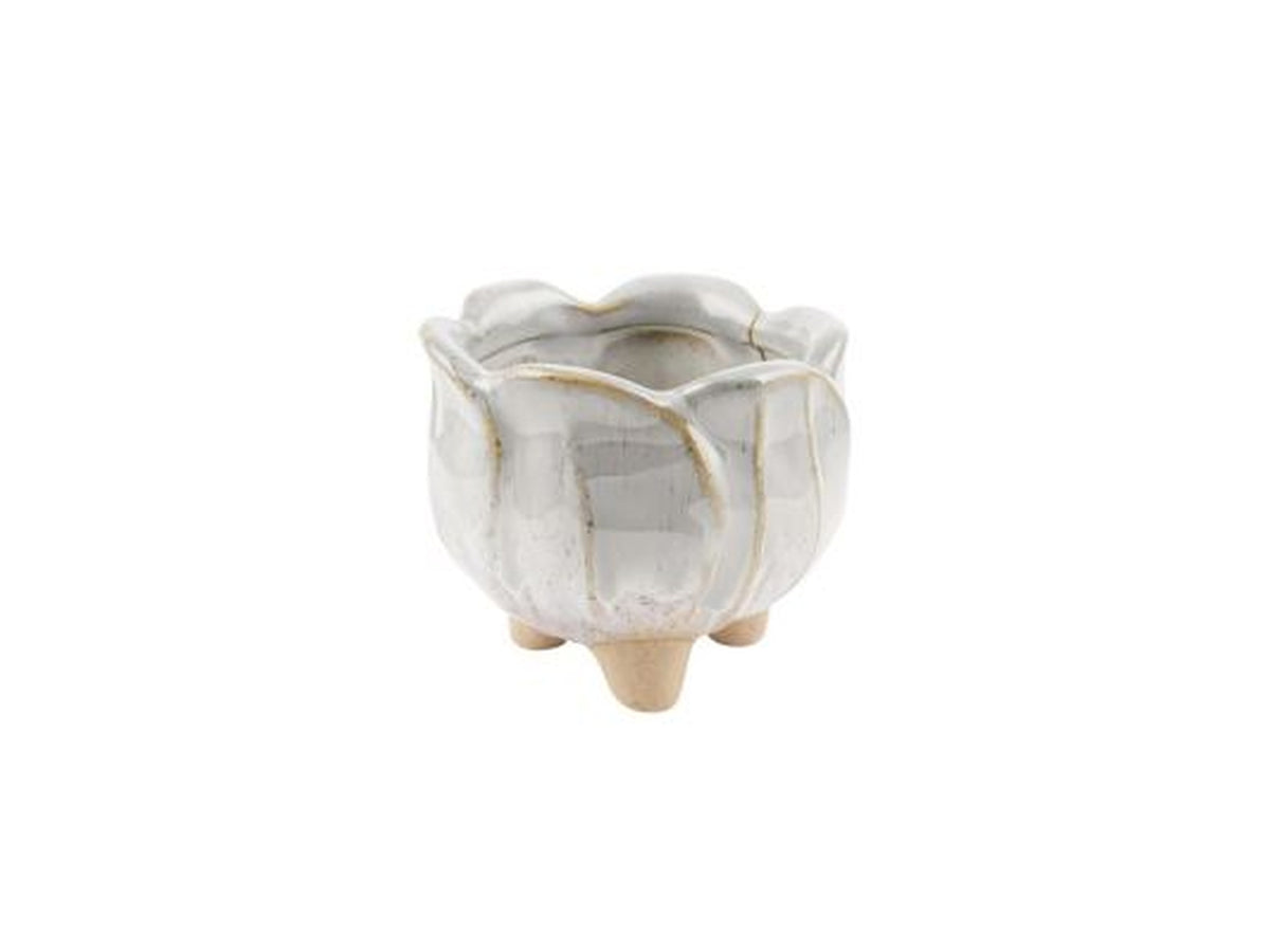 Vaso piccolo ceramica con piedini bianco h.71xd.82
