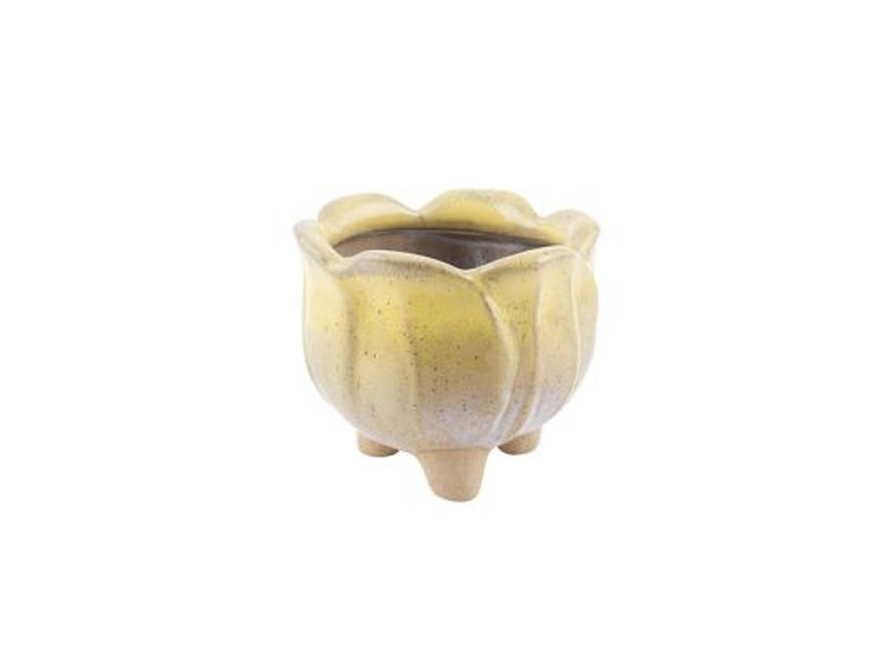 Vaso piccolo ceramica con piedini giallo h.71xd.82