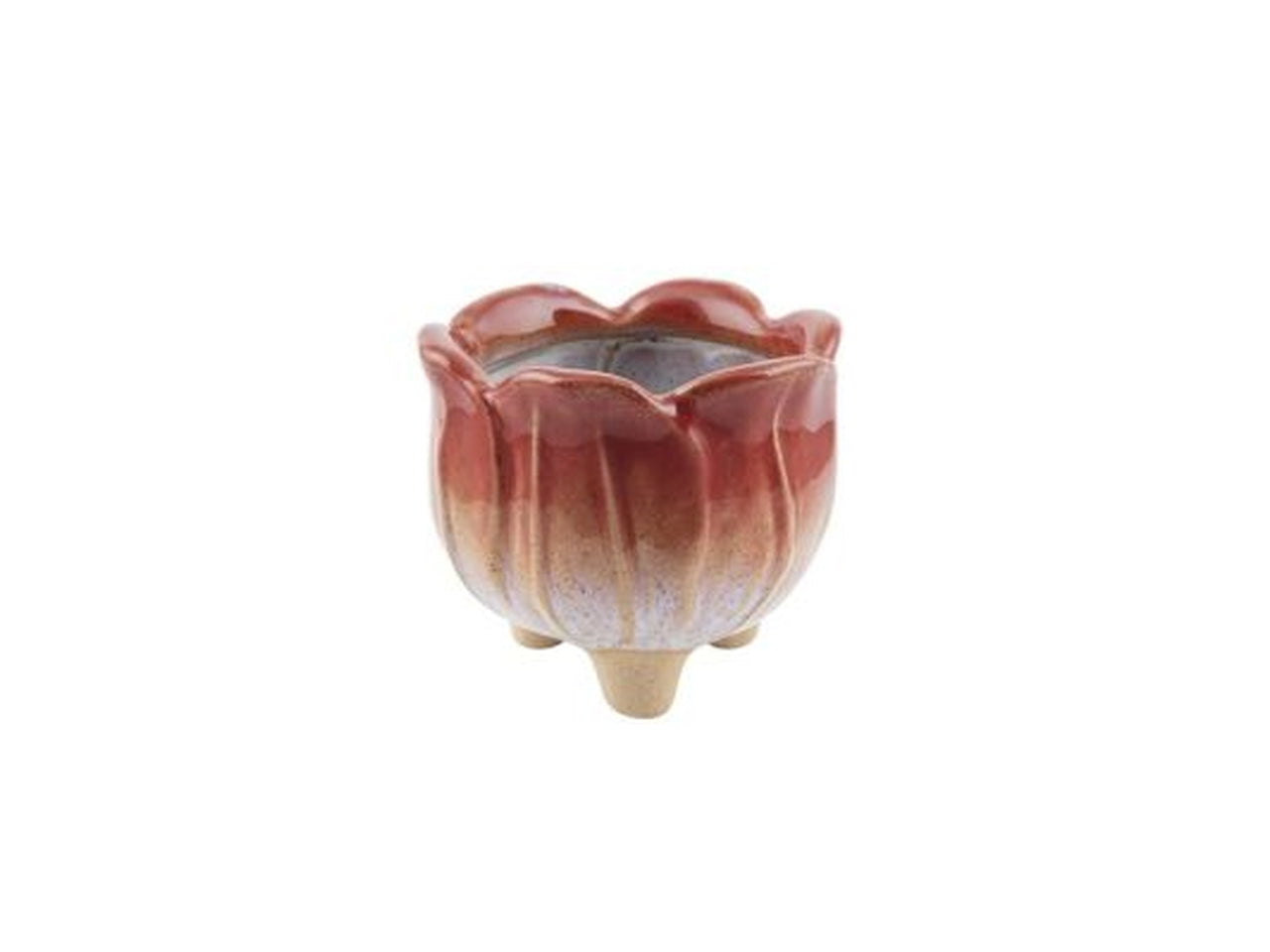 Vaso piccolo ceramica con piedini rosso h.71xd.82