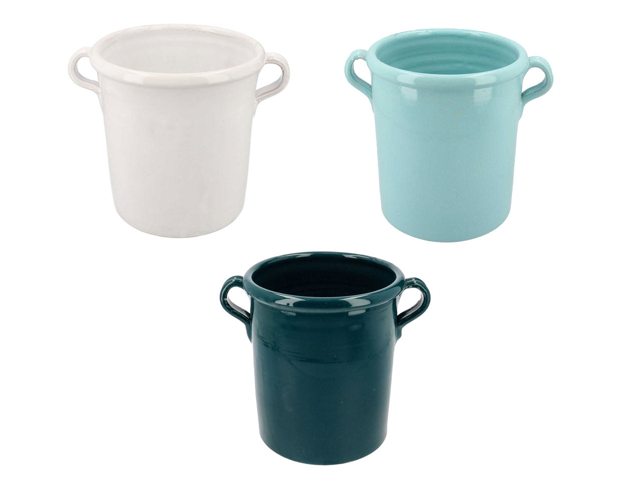 Vaso artigianale 35cm con manici ceramica