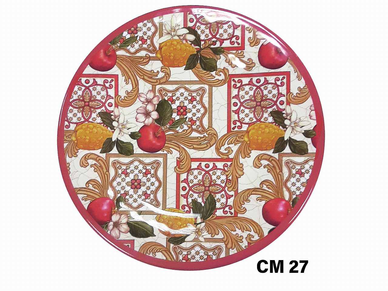 Piatto piano in melamina 27cm decorazione maiolica