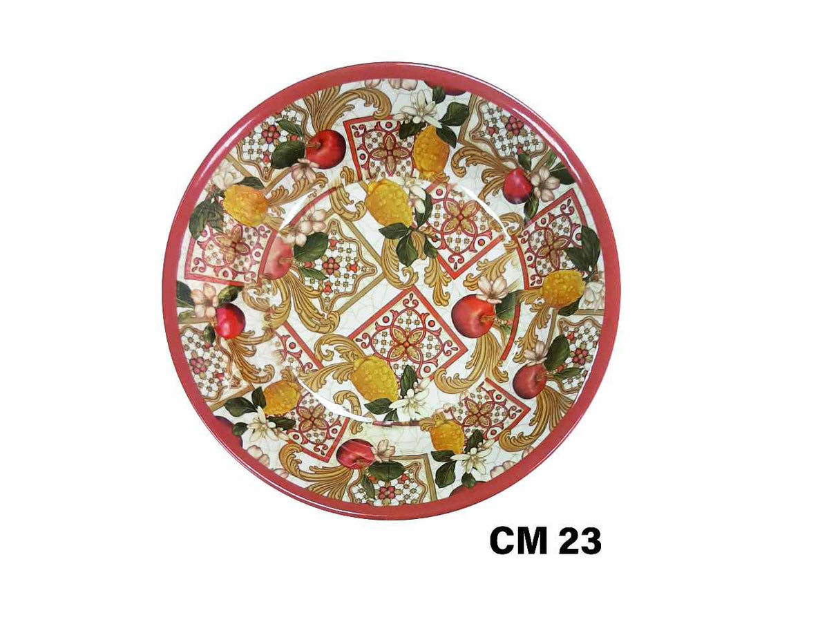 Piatto fondo in melamina 23cm decorazione maiolica
