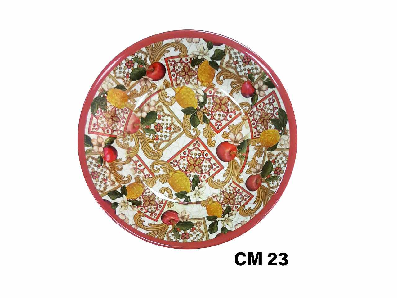 Piatto fondo in melamina 23cm decorazione maiolica