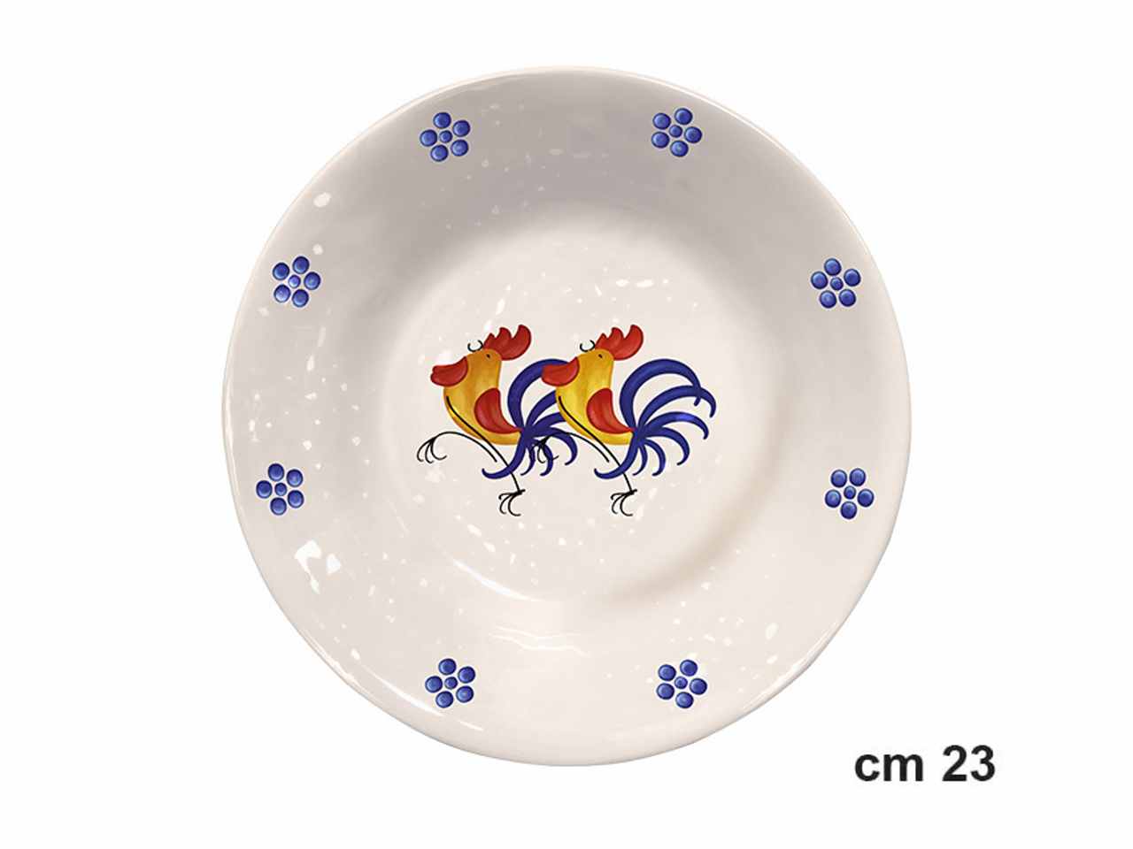 Piatto fondo in melamina 23cm con decorazione galli $