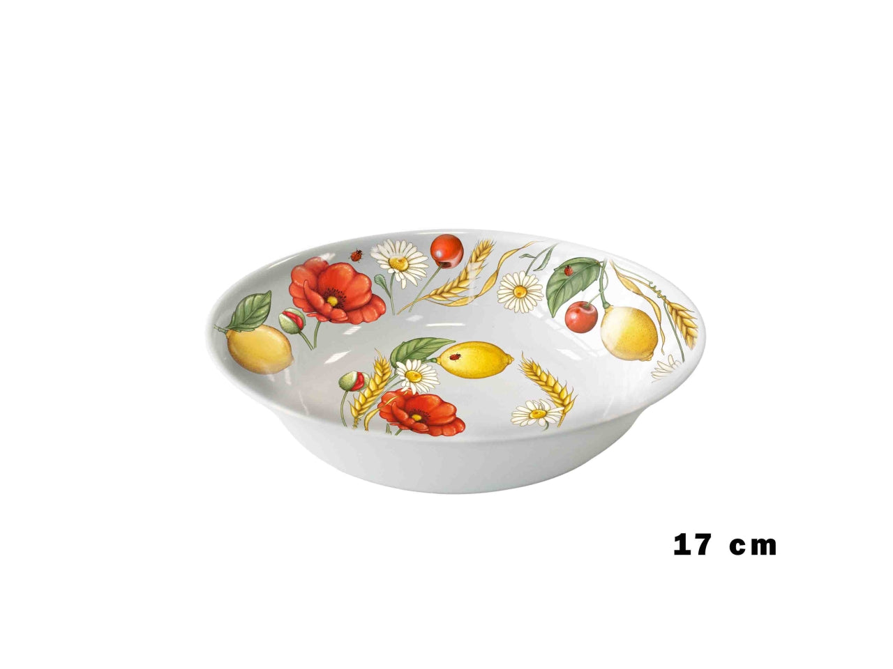 Lavafrutta in melamina diametro 17cm decoro papaveri