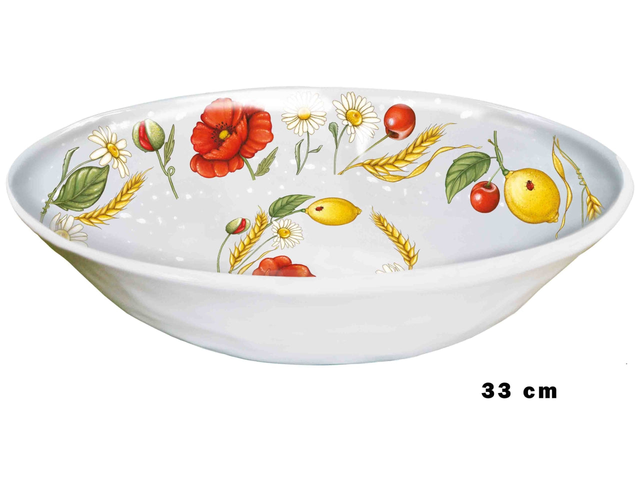 Insalatiera in melamina diamentro 33cm decoro papaveri