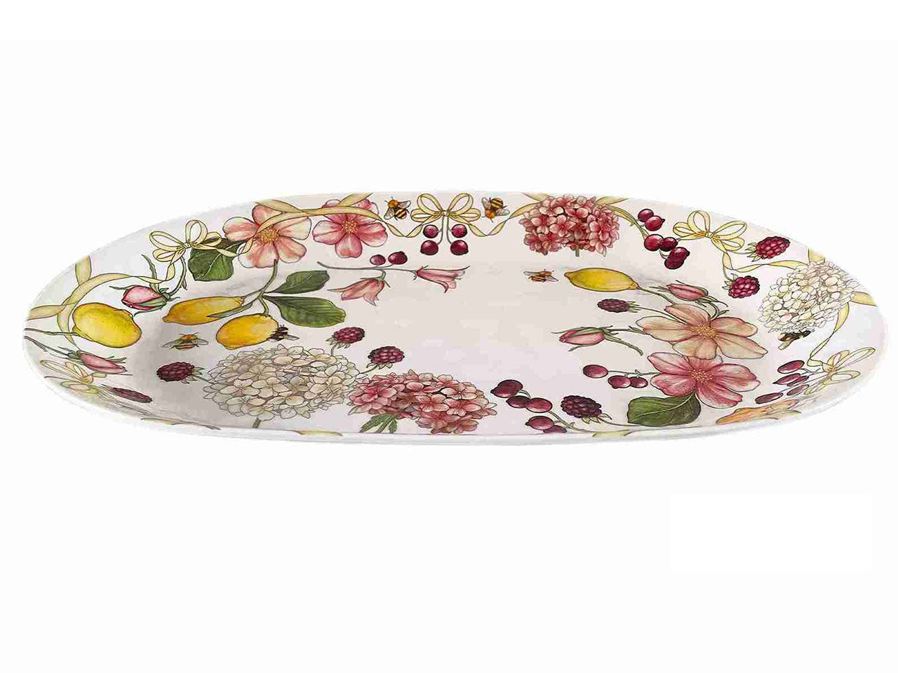 Vassoio ovale in melamina multicolor floreale 40x26x4 cm linea Fiocchi - Ibct