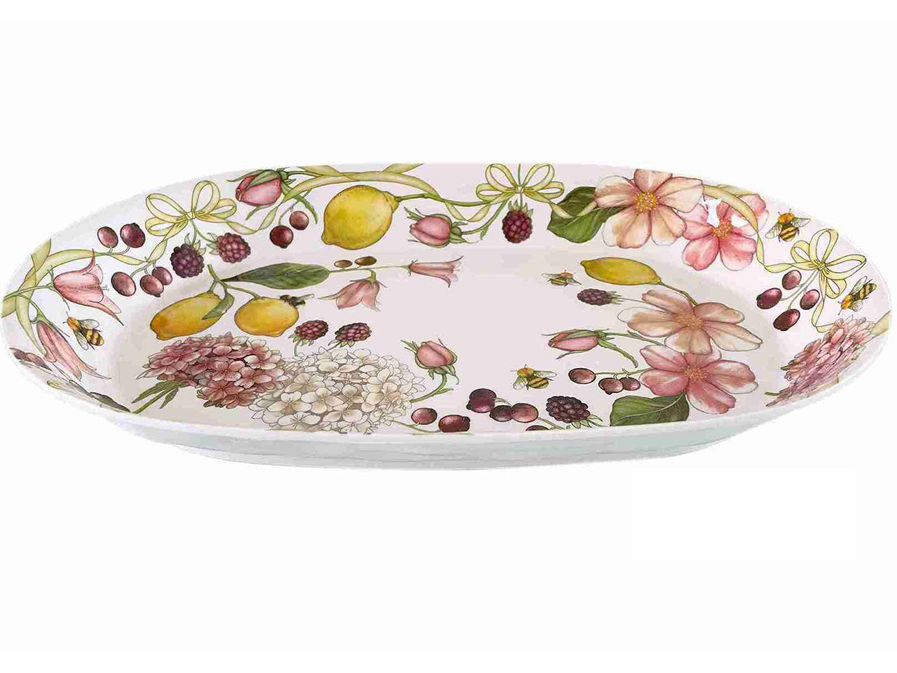 Vassoio ovale in melamina multicolor floreale 48x33x4 cm linea Fiocchi - Ibct