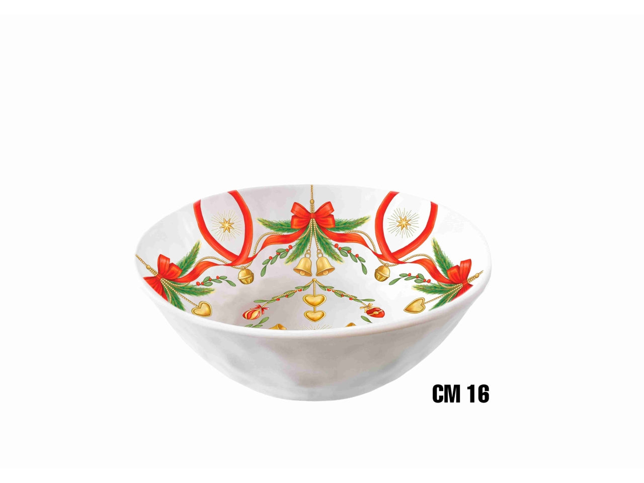 Insalatiera fonda 16,5xh.6,5cm in melamina decoro natale linea fiocchi