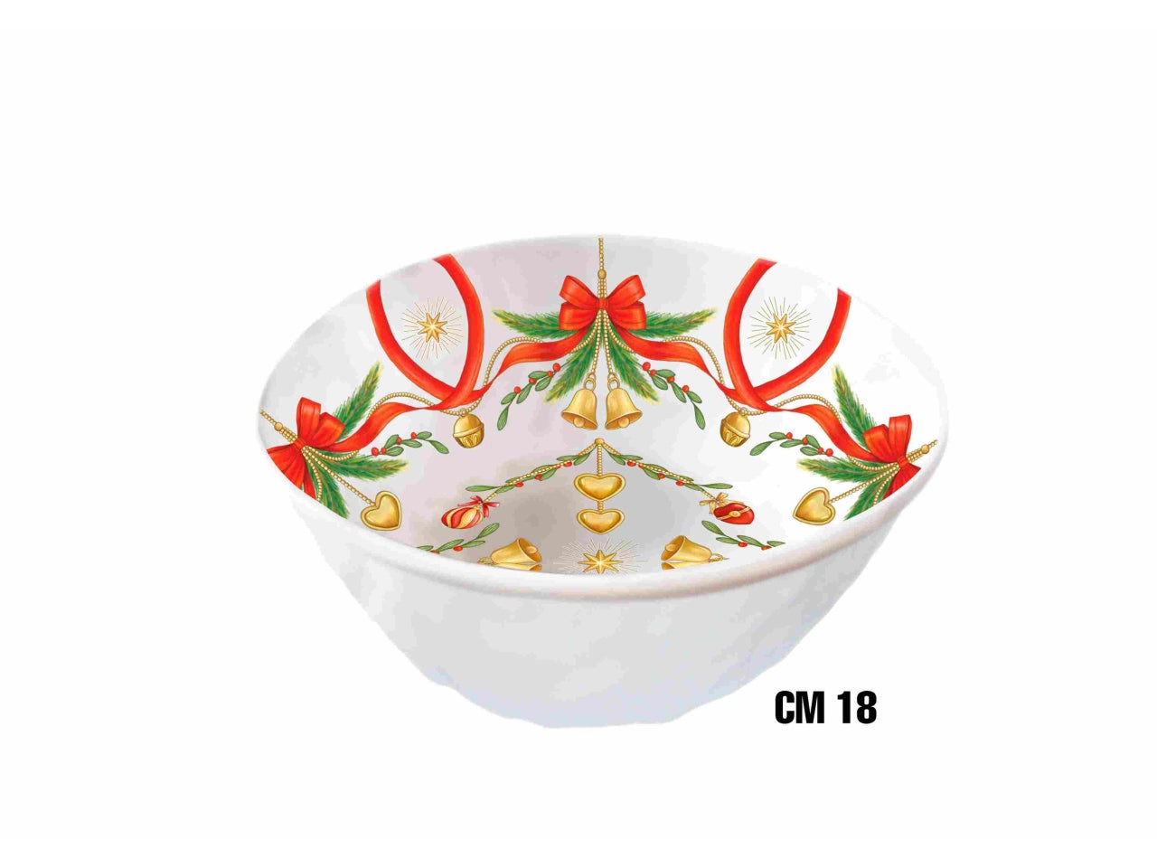 Insalatiera fonda 18xh.7,5cm in melamina decoro natale linea fiocchi