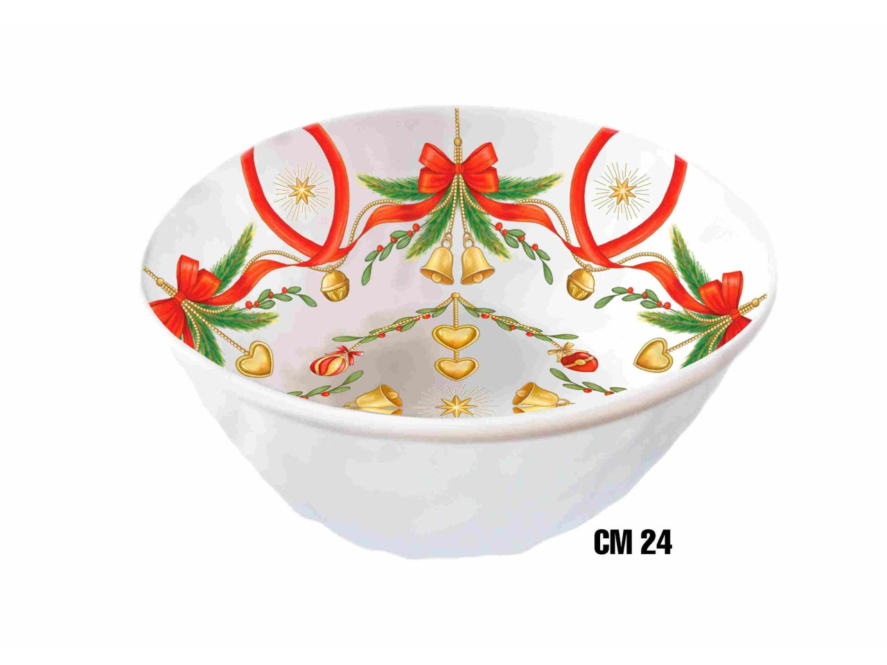 Insalatiera fonda 24xh.9cm in melamina decoro natale linea fiocchi