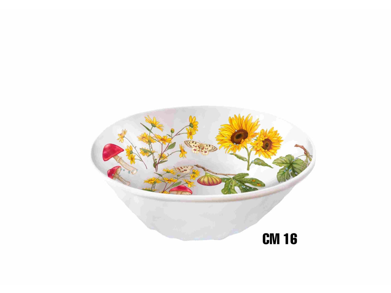Insalatiera fonda 16,5xh.6,5cm in melamina decoro fiori e frutta