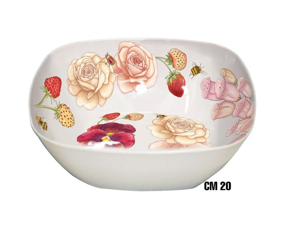 Cestino quadro melamina 20cm fiori rosa