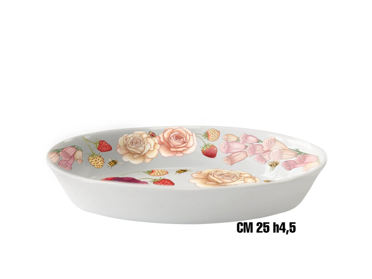 Ovalino melamina 25h.4,5cm fondo fiori rosa