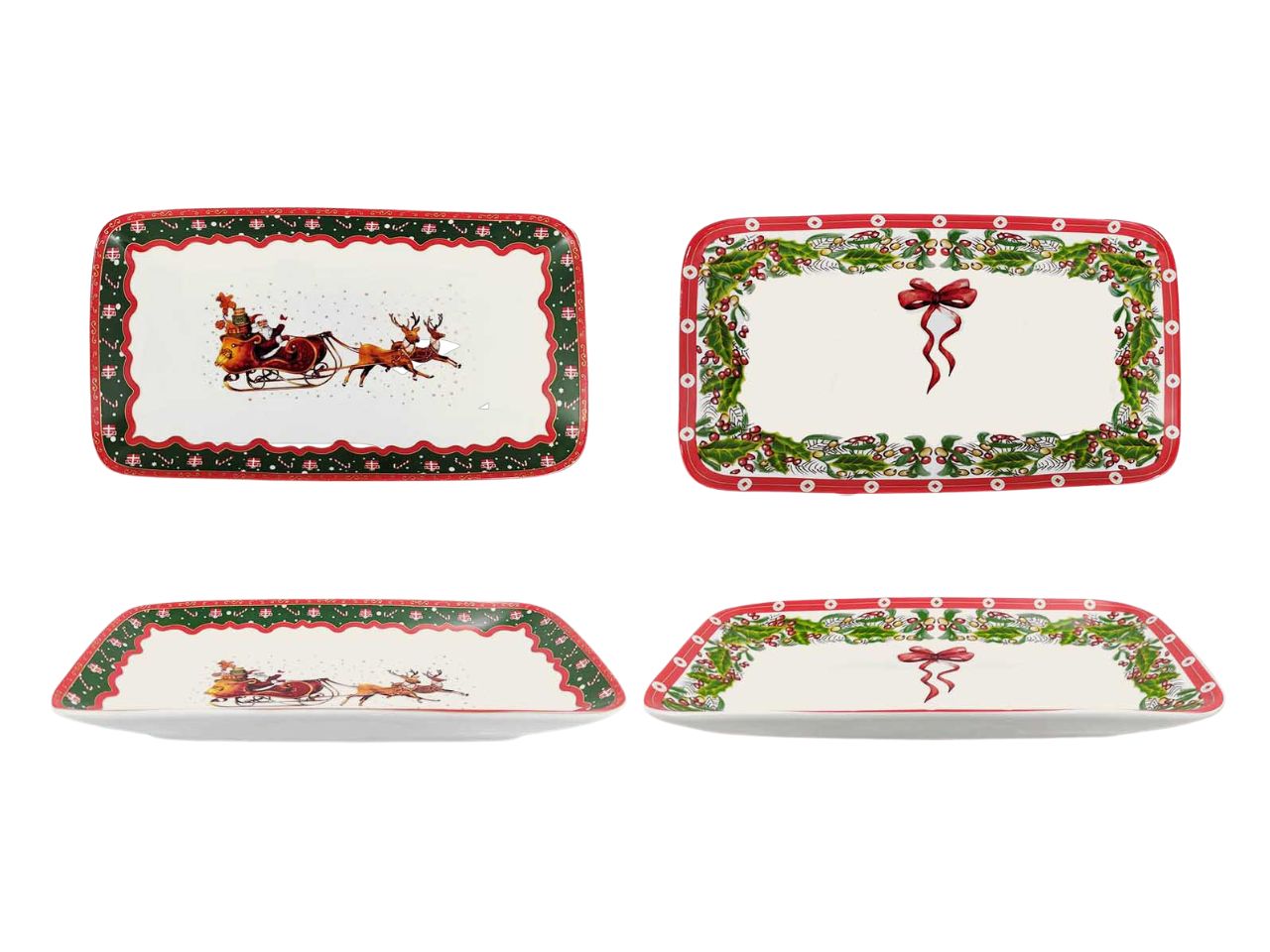 Vassoio rettangolare natalizio misura 22x12cm decorato