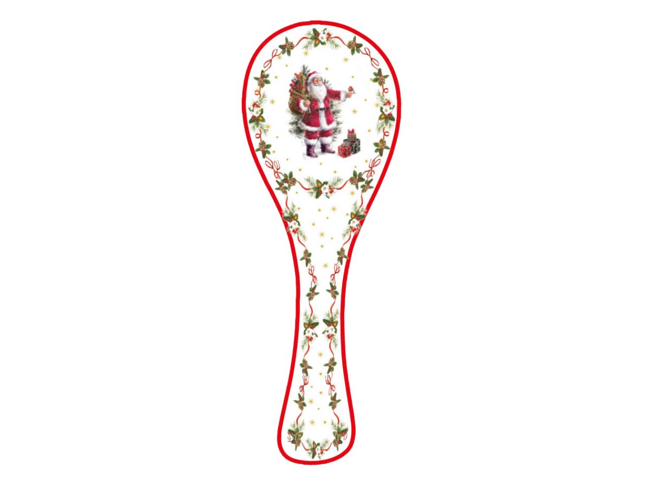 Poggiamestolo in ceramica 28cm con babbo natale