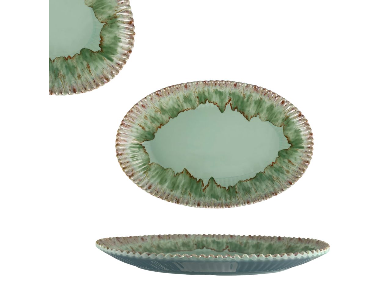 Vassoio ovale in melamina verde acqua 40x30 cm - Maison TortorÃ 